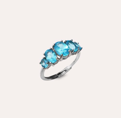 安珠 AND JEWEL 每天配戴的天然寶石 安珠 磷灰石 藍色 橢圓 5*7mm 6*4mm 3*4mm 戒指 和諧系列 Array