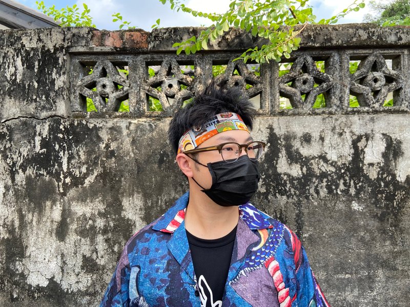 男生頭帶 / 一片式髮帶 / 淺藍美式快餐車 - 髮箍/髮帶 - 棉．麻 多色