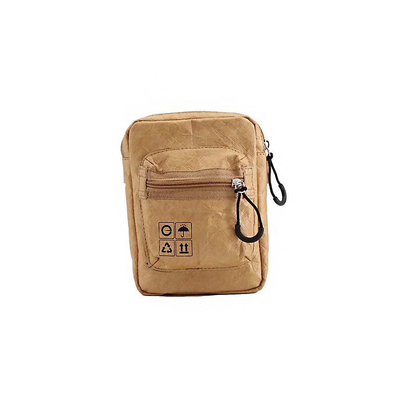 DuPont environmental protection carry-on bag daily carrying washed cowhide texture mobile phone bag waterproof - กระเป๋าแมสเซนเจอร์ - วัสดุอีโค สีกากี