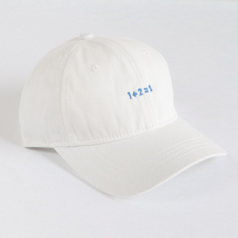1+2=3 baseball cap - หมวก - ผ้าฝ้าย/ผ้าลินิน ขาว