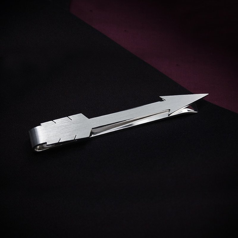 Wedding Tie Clip silver 925, Arrow Tie Clip for groom, Custom tie clip engraved - เนคไท/ที่หนีบเนคไท - เงินแท้ สีเงิน