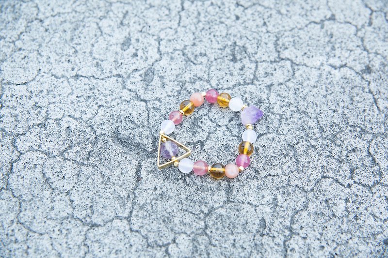 Five Elements Crystal Bracelet For Zodiac Animal GOAT. Amethyst Pink Quartz