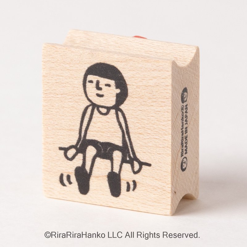 Sitting Mamoru-kun*26mmx30mm*Rubber stamp*R778 - Stamps & Stamp Pads - Wood 