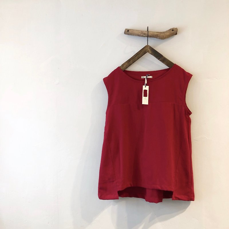 RH clothes / cotton Linen splicing vest / red - Women's Tops - Cotton & Hemp Red