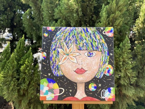 Chih Ying He Art 何芝迎繪畫 水瓶小姐 百合小眼睛 Miss Bottle Little Lily Eye