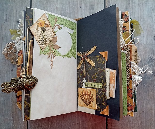 Botanical junk journal handmade Mushrooms dairy Nature notebook 