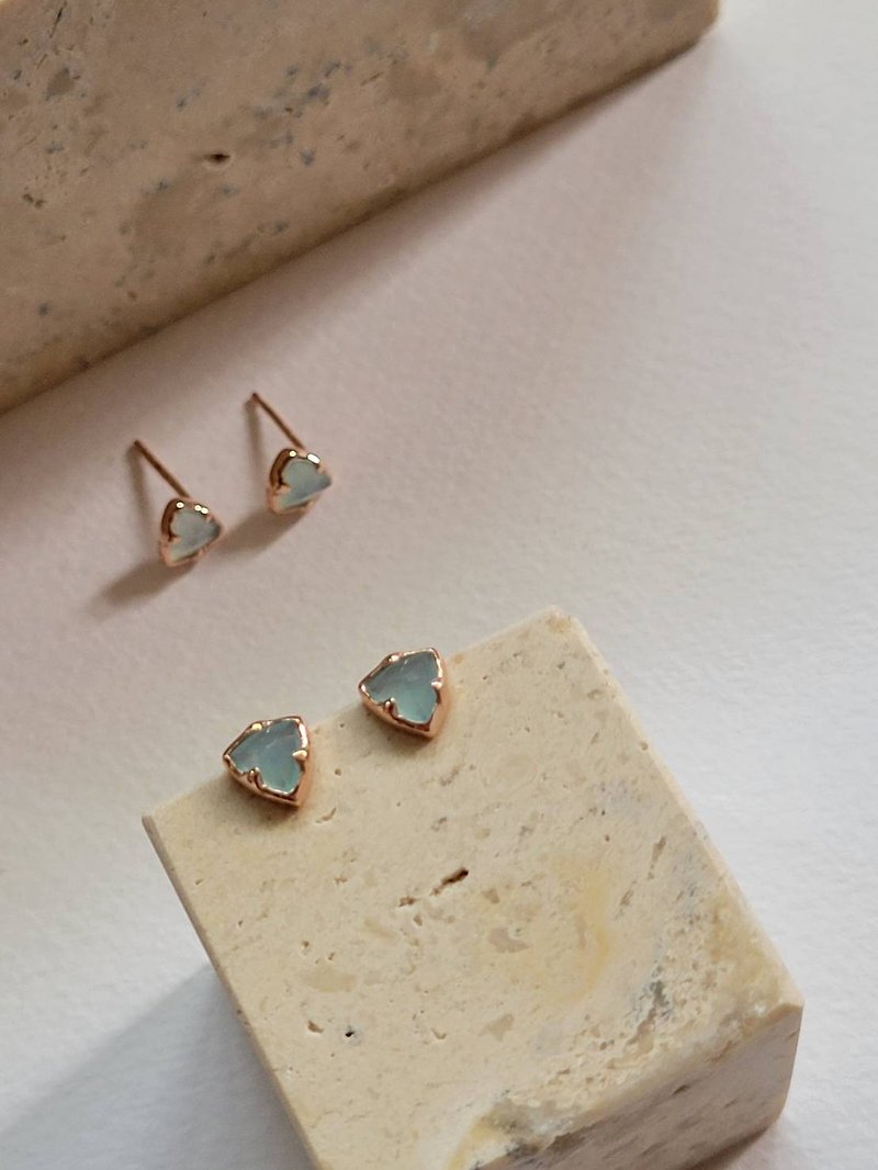 Aquamarine Earrings/Sterling Silver Earrings/ Rose Gold/Natural Crystal/Sterling Silver Light Jewelry - Earrings & Clip-ons - Crystal Blue