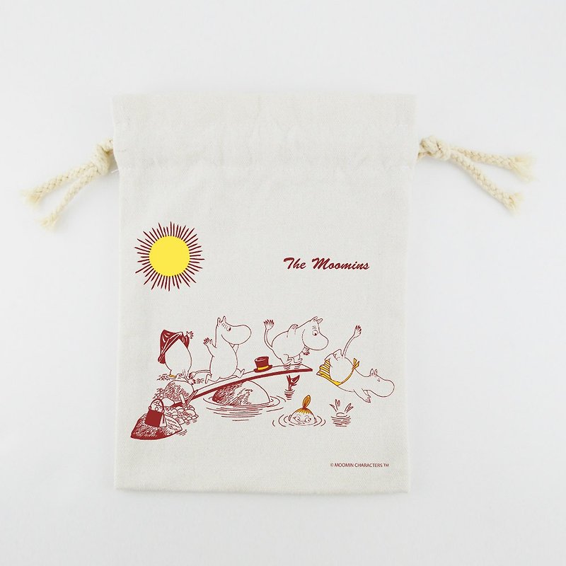 Authorized by Moomin-Drawstring Pocket/Storage Bag/Universal Bag The moomins (large/medium/small) - กระเป๋าเครื่องสำอาง - ผ้าฝ้าย/ผ้าลินิน สีแดง