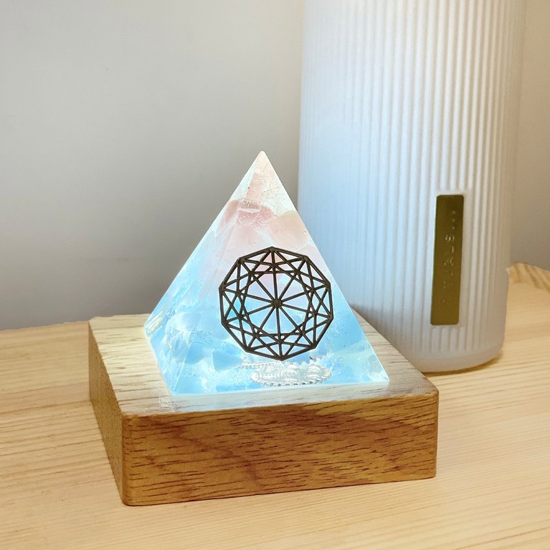 【粉水晶+海藍寶】奧根能量塔Orgonite (6cm/5cm/4cm) - 擺飾/家飾品 - 水晶 