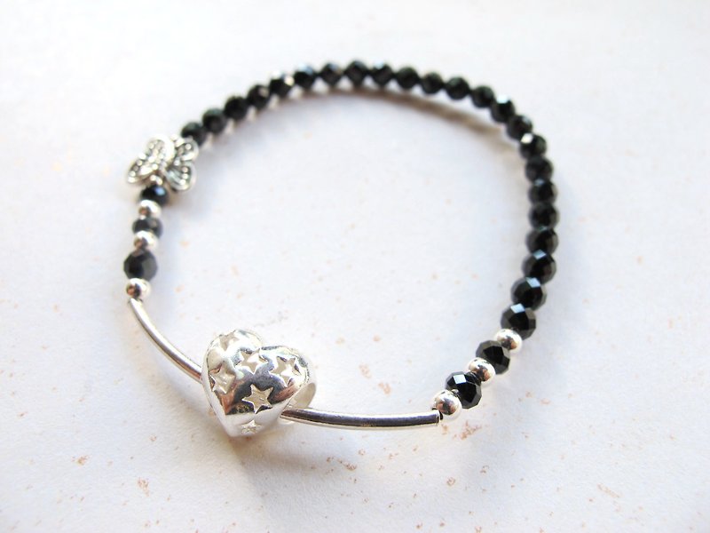 【Anywhere】 black spire crystal x 925 - hand-made natural stone series - Bracelets - Crystal Black
