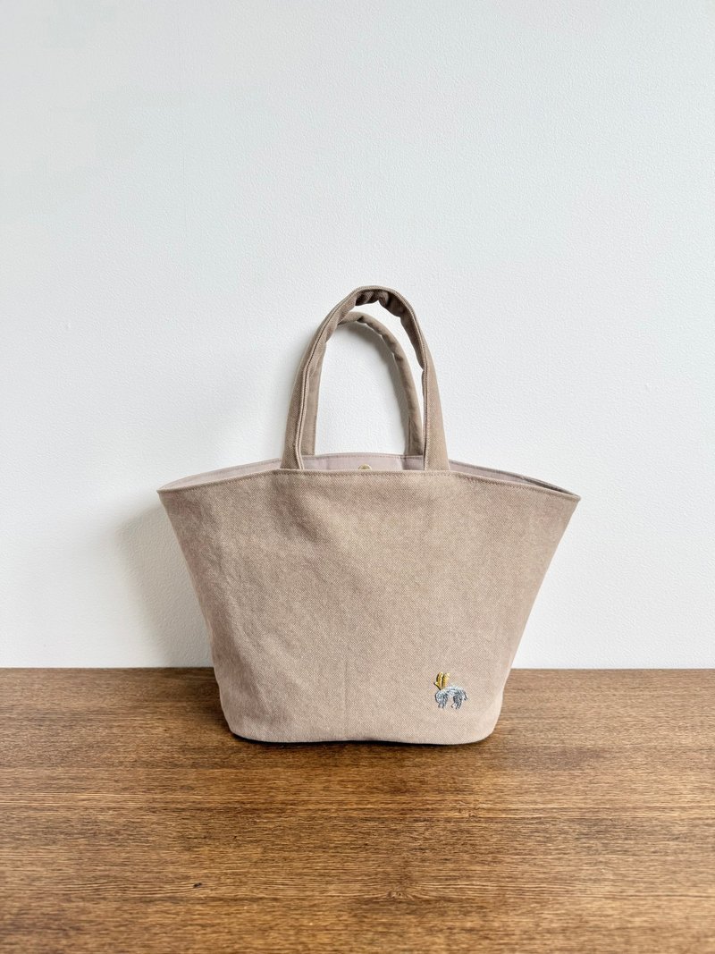 水桶托特包｜生物水洗加工8號帆布 - 手袋/手提包 - 棉．麻 卡其色