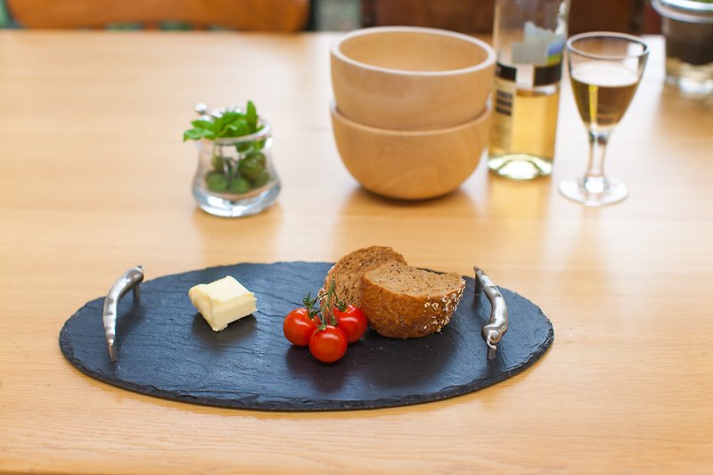 (UK) Oval Serving Tray with Chilli Handles~  The Just Slate Company - Small Plates & Saucers - Other Materials 