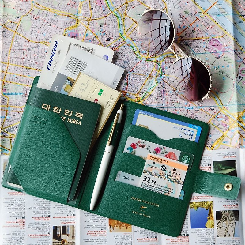 PLEPIC-Journey Set sail leather cover - Forest Green, PPC93020 - Passport Holders & Cases - Faux Leather Green