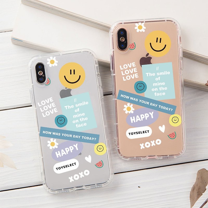 拼貼 Smilie微笑淡彩拼貼透明防摔iPhone手機殼 Phone Case - 手機殼/手機套 - 塑膠 透明