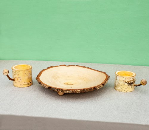 cup holder, (1 set contains 2 pieces) Material made of wood. - Shop  intuchaihouse Plates & Trays - Pinkoi