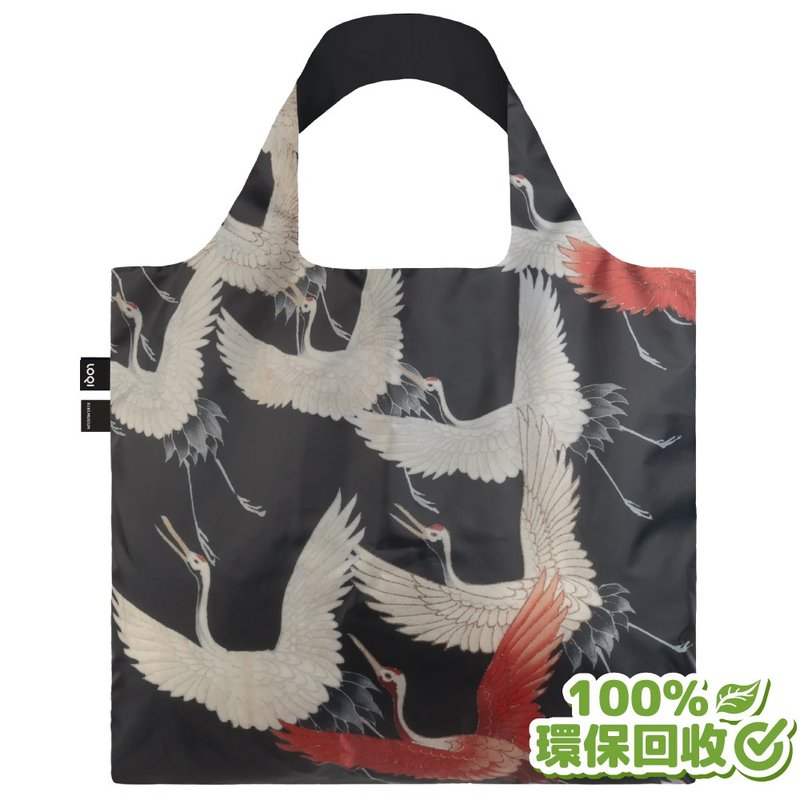 LOQI 環保材質購物袋-黑白鶴 (無扣帶、無暗袋) - 手提包/手提袋 - 環保材質 白色