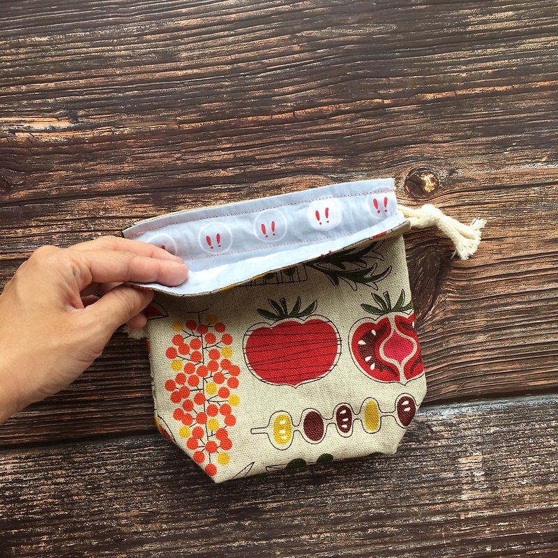 Kitchen ingredients x red bean paralyzed rabbit - double-sided storage beam pocket - small - Toiletry Bags & Pouches - Cotton & Hemp Multicolor