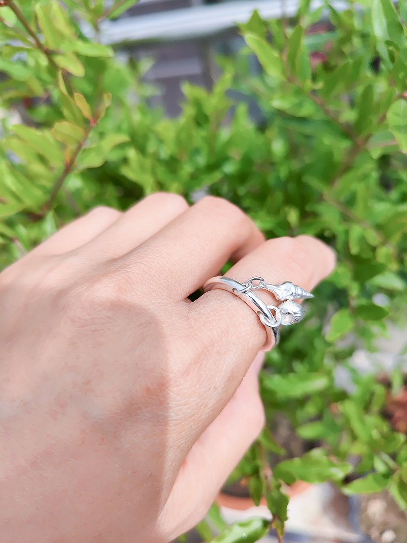 925 Silver conch pendant chain Silver ring - แหวนทั่วไป - เงินแท้ สีเงิน