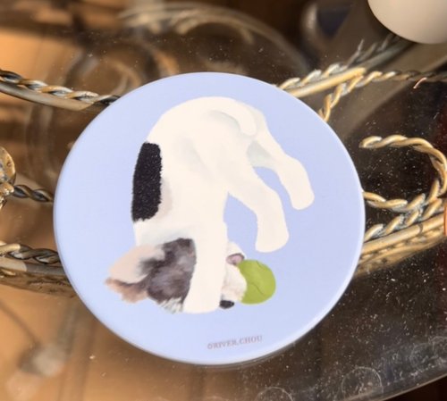 小鐵的遊樂園 Wirefoxterrier 剛毛獵狐梗 水彩畫杯墊 翻滾