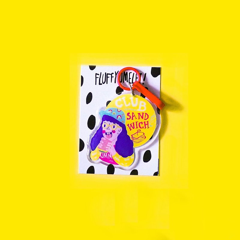 Fluffy Omelet - Keychain / Pin / Phone Grip - Club sandwich - Brooches - Acrylic Multicolor