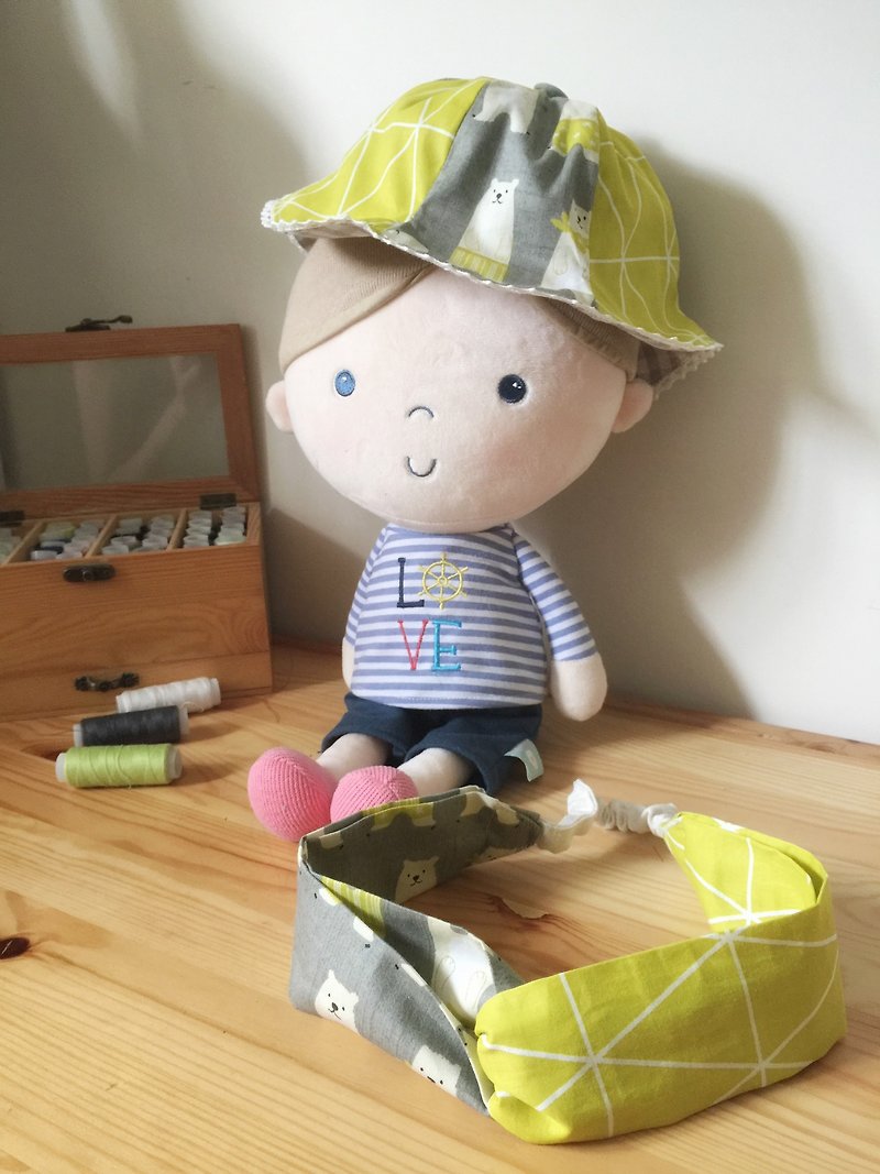 Handmade Hat and Headband Set - หมวกเด็ก - ผ้าฝ้าย/ผ้าลินิน สีเทา