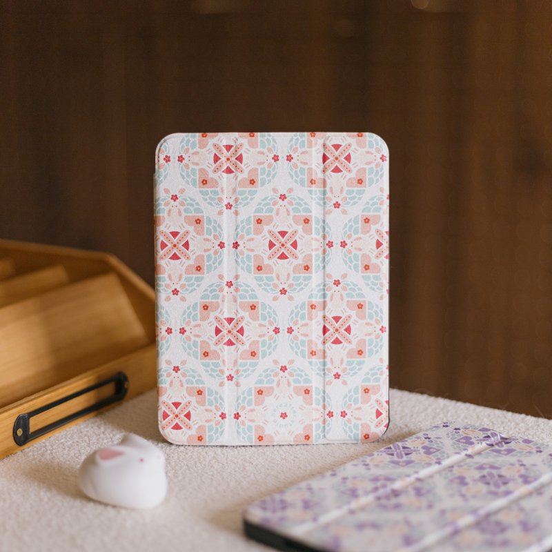 【iPad Case】the Jade Rabbit/tile series - Tablet & Laptop Cases - Silicone Pink