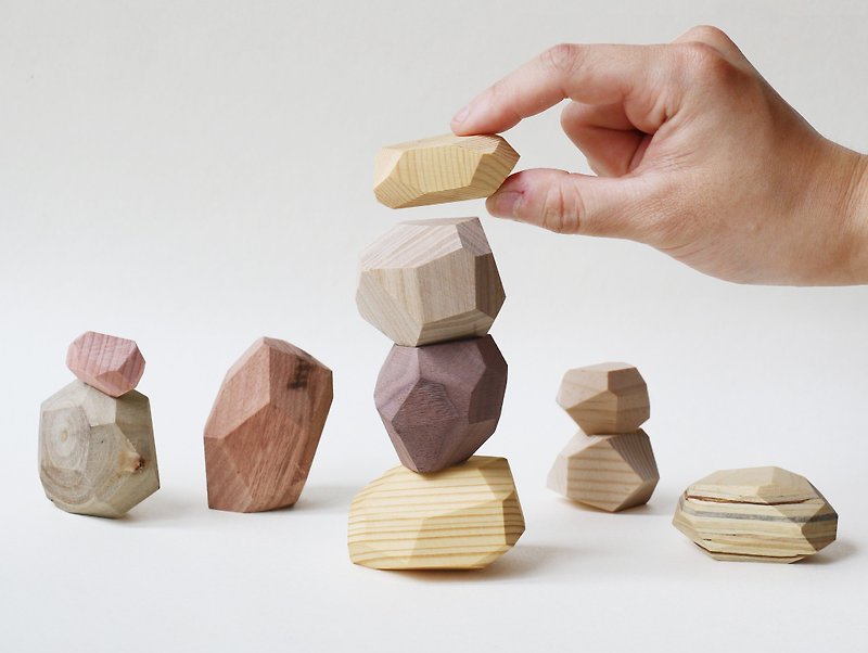 Stone building blocks logs handmade - ของเล่นเด็ก - ไม้ สีนำ้ตาล