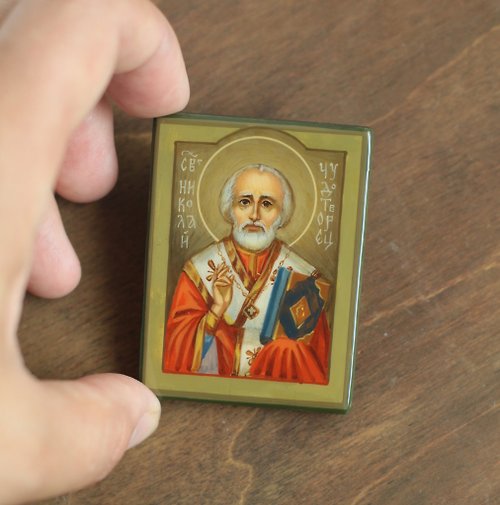 Orthodox small icons hand painted orthodox wood icon Saint Nicholas of Myra wonderworker
