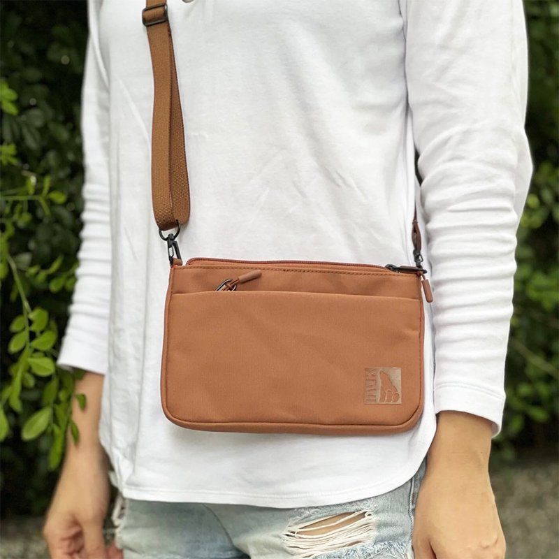 Eco-friendly color palette | Longwallet caramel orange | Touch screen mobile phone bag - Messenger Bags & Sling Bags - Polyester Brown