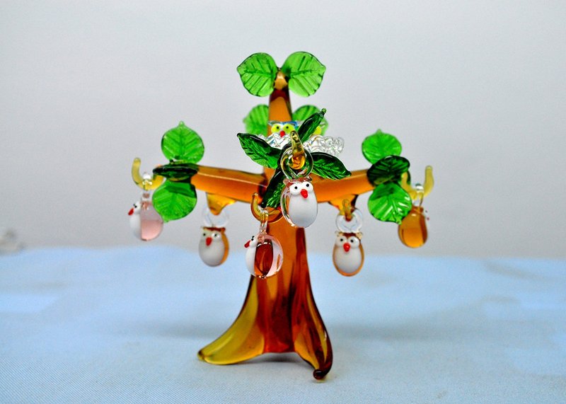 Crystal Glass Mini Owl Tree Apple Tree - Items for Display - Glass 