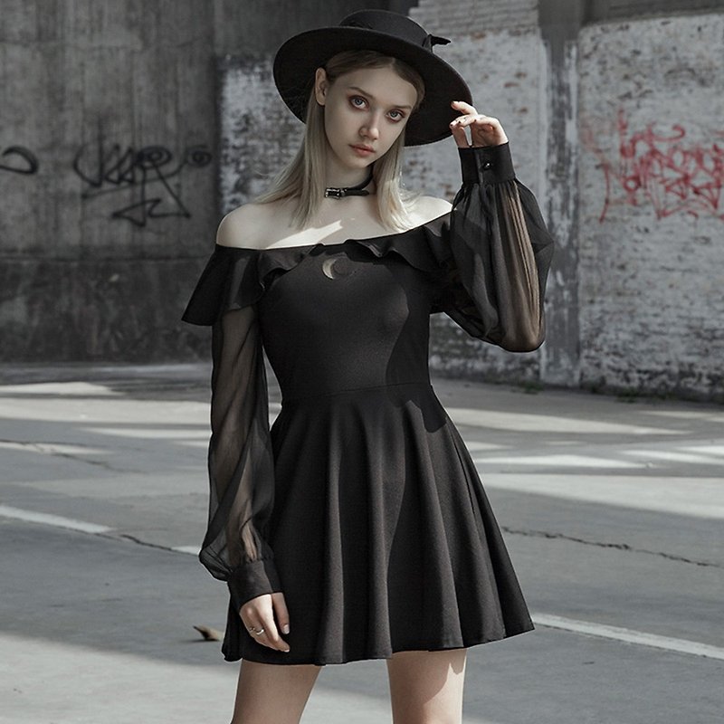 Pagan Moon Strapless Collar Two-Piece Dress - One Piece Dresses - Other Materials Black
