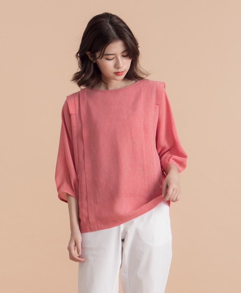 Micro 醺 Ke Meng Bo Dan styling shirt (with built) - เสื้อผู้หญิง - เส้นใยสังเคราะห์ สึชมพู