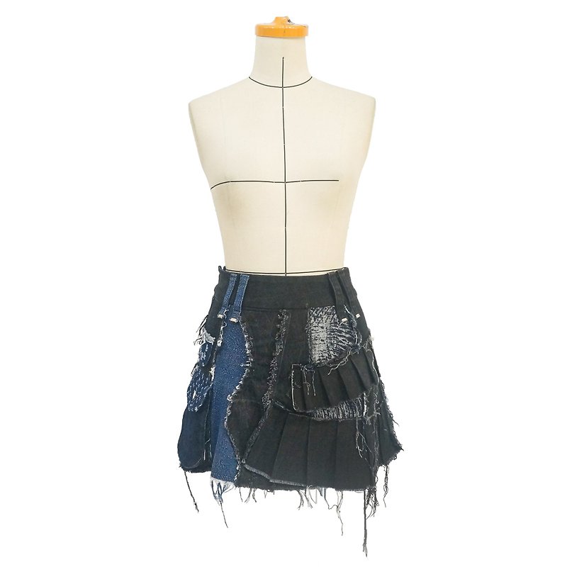 Aman eco-friendly splicing series denim skirt is unique - Skirts - Other Materials 