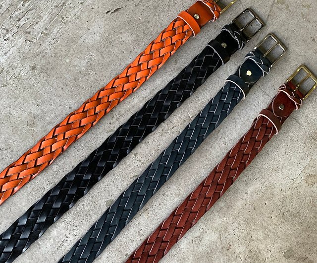 Wide Woven Braided Leather Belt