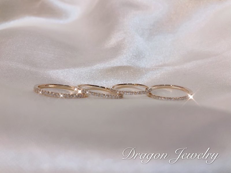 Dragon Jewelry 18k Classic Diamond Wire Ring Strong Flame Natural Diamond - General Rings - Precious Metals 