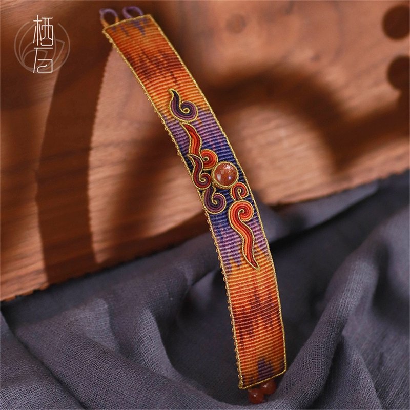 Qi Stone original poetry and painting style twilight Ziqi Chinese style jewelry DIY hand-woven tutorial material package - Knitting, Embroidery, Felted Wool & Sewing - Thread 