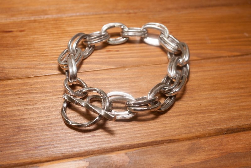 All handmade oval chain sterling silver bracelet - Bracelets - Other Metals Silver