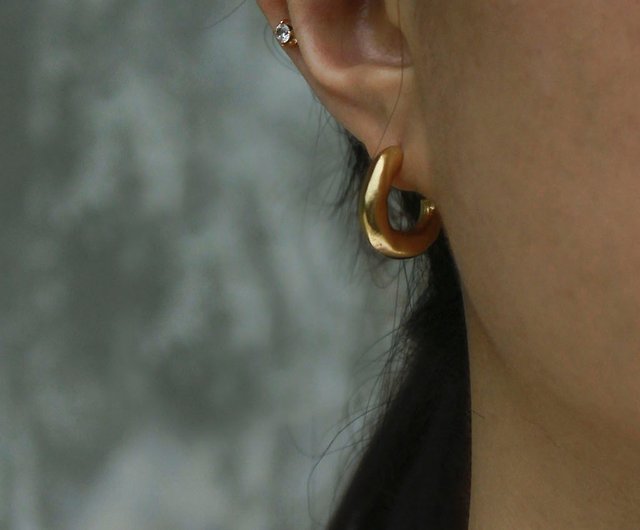 Gold Hoop Earrings For Women Sterling Silver Post Small Gold Hoop