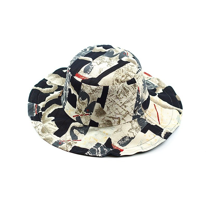 Calf Village Calf Village Men's and Women's Handmade Double-sided Hat Customized Gentleman's Hat Neutral Retro {Ancient Greek Sun God} [H-338] Limited Edition - หมวก - ผ้าฝ้าย/ผ้าลินิน สีดำ