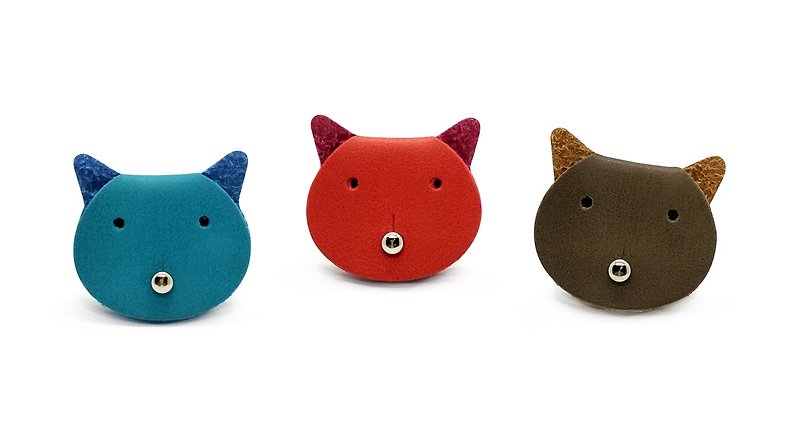 Worpi set of 3 Ear Bud Holders Charging Cable Organizers - Cat (random color) - Cable Organizers - Faux Leather Red