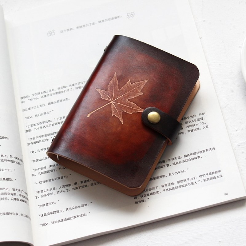 Dark Brown Maple Leaf A5 A6 A7 Six-hole Loose-leaf Notebook Hand Ledger Leather Notepad Exchange Gift