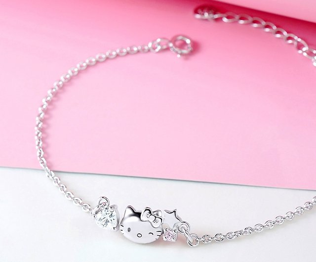 Niumowang Hello Kitty Anime Bracelet, Bracelet pour Fille, Argent