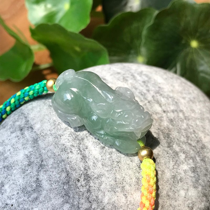 【Lucky Lucky Beast】Floating Flower Emerald Pixiu Design Braided Bracelet | Natural A-quality Jadeite | Gift