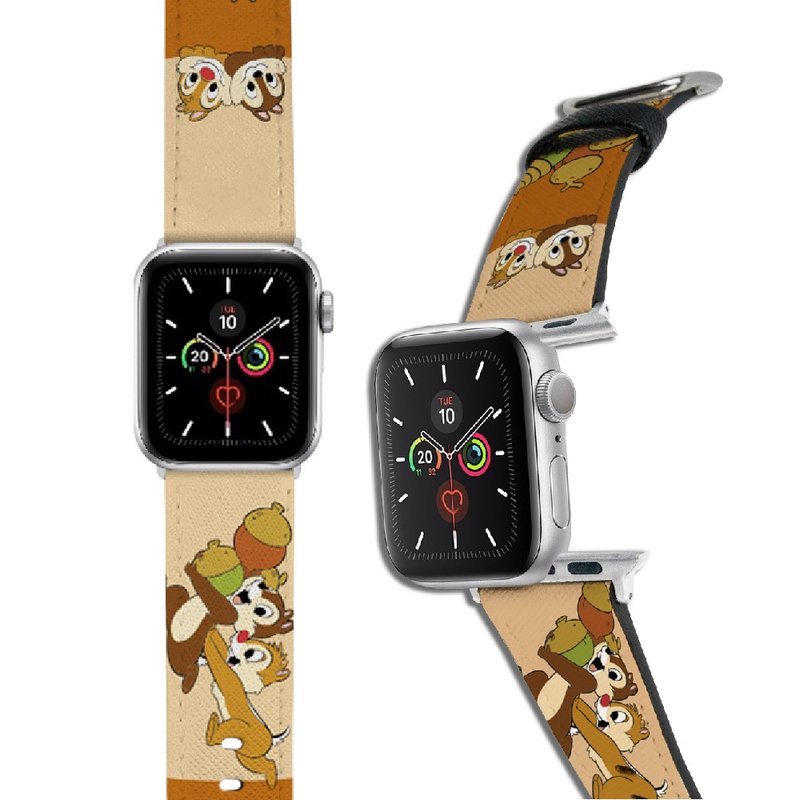 Disney-Apple Watch Band-Leather Series-Chip 'n Dale - Watchbands - Faux Leather Brown