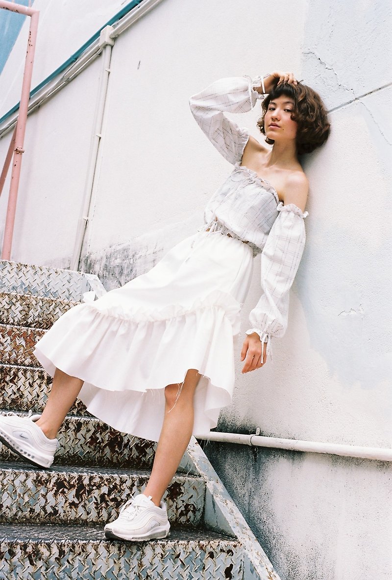 Señorita Skirt (White Denim) - 裙子/長裙 - 棉．麻 白色