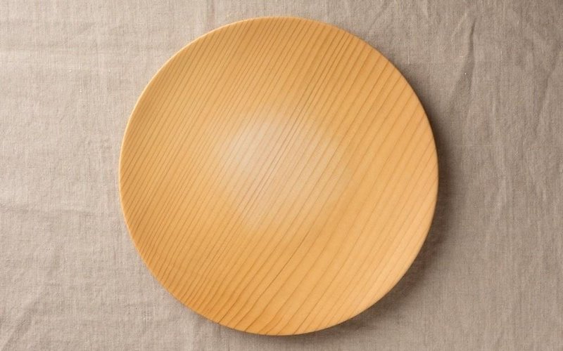 Wood 24cm of the potter's wheel grind of wooden plate fir (fir) 08 - จานเล็ก - ไม้ สีกากี