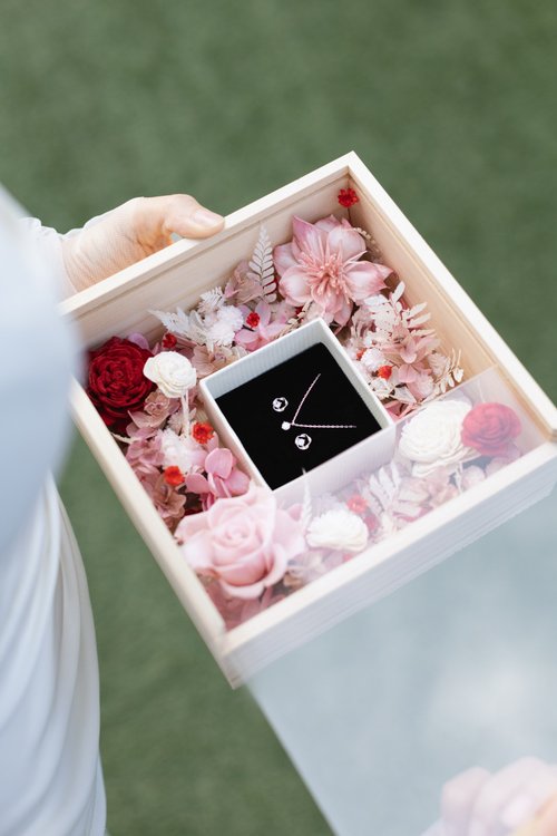 Zuzu Jewelry ZuzuX樂米花藝 永恆經典 情人節永生玫瑰花 單鑽耳環項鍊禮盒