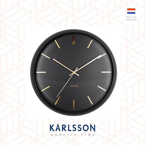 Ur Lifestyle 荷蘭Karlsson wall clock 40cm Globe black 圓拱玻璃設計師掛鐘
