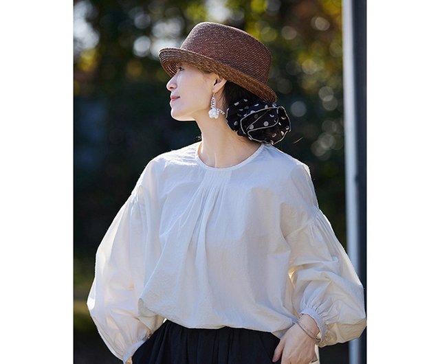 ホワイトてエレガントなフランスのレトロなシャツ - ショップ NoZen