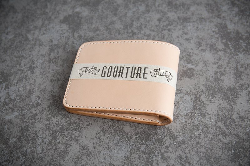 GOURTURE short clip / wallet Italy imported vegetable tanned leather primary color - กระเป๋าสตางค์ - หนังแท้ 